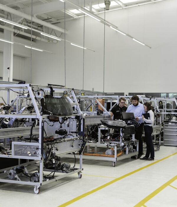 Engineers working in precision facility