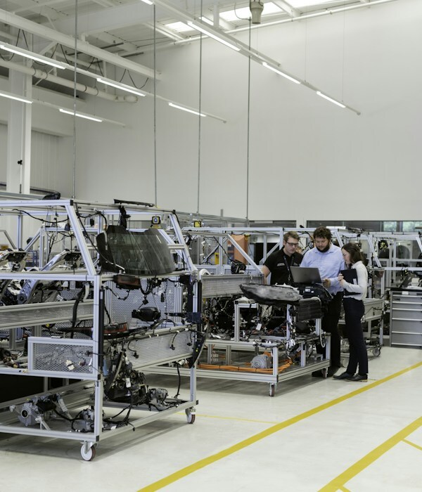 Engineers working in precision facility