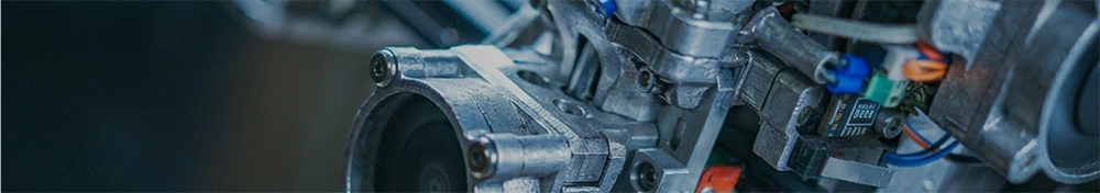 Close up details of industrial automated machinery and complex electrical wire harness assemblies