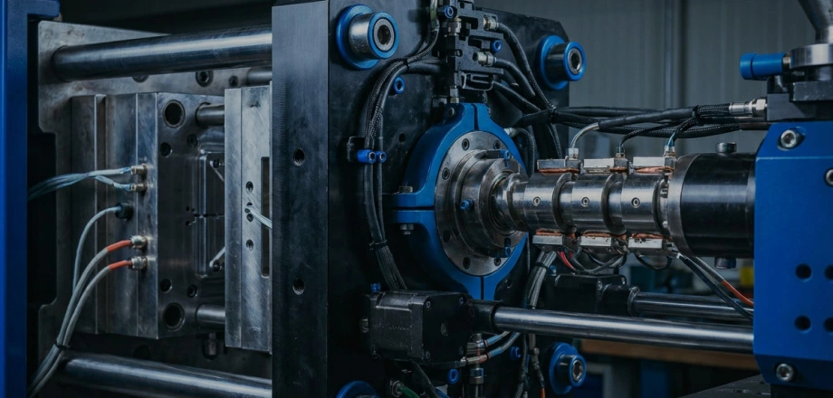 Industrial plastic injection molding machine clamp mechanism for manufacturing production parts